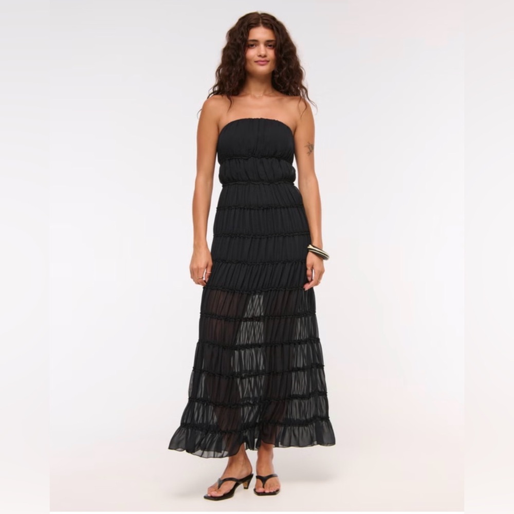 Strapless Ruffle Maxi Dress